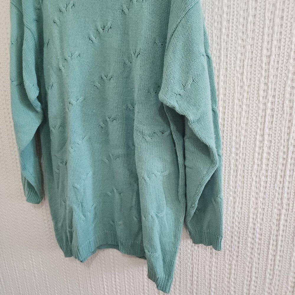 Vintage Teal Mock Neck Sweater M Partners by Mervyn’s 90s Soft Knit Pullover - Picture 7 of 12